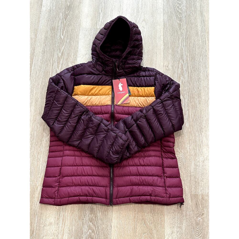 Cotopaxi Fuego Hooded Down Jacket, Women's Medium, BLACKBERRY & JAM, NWT